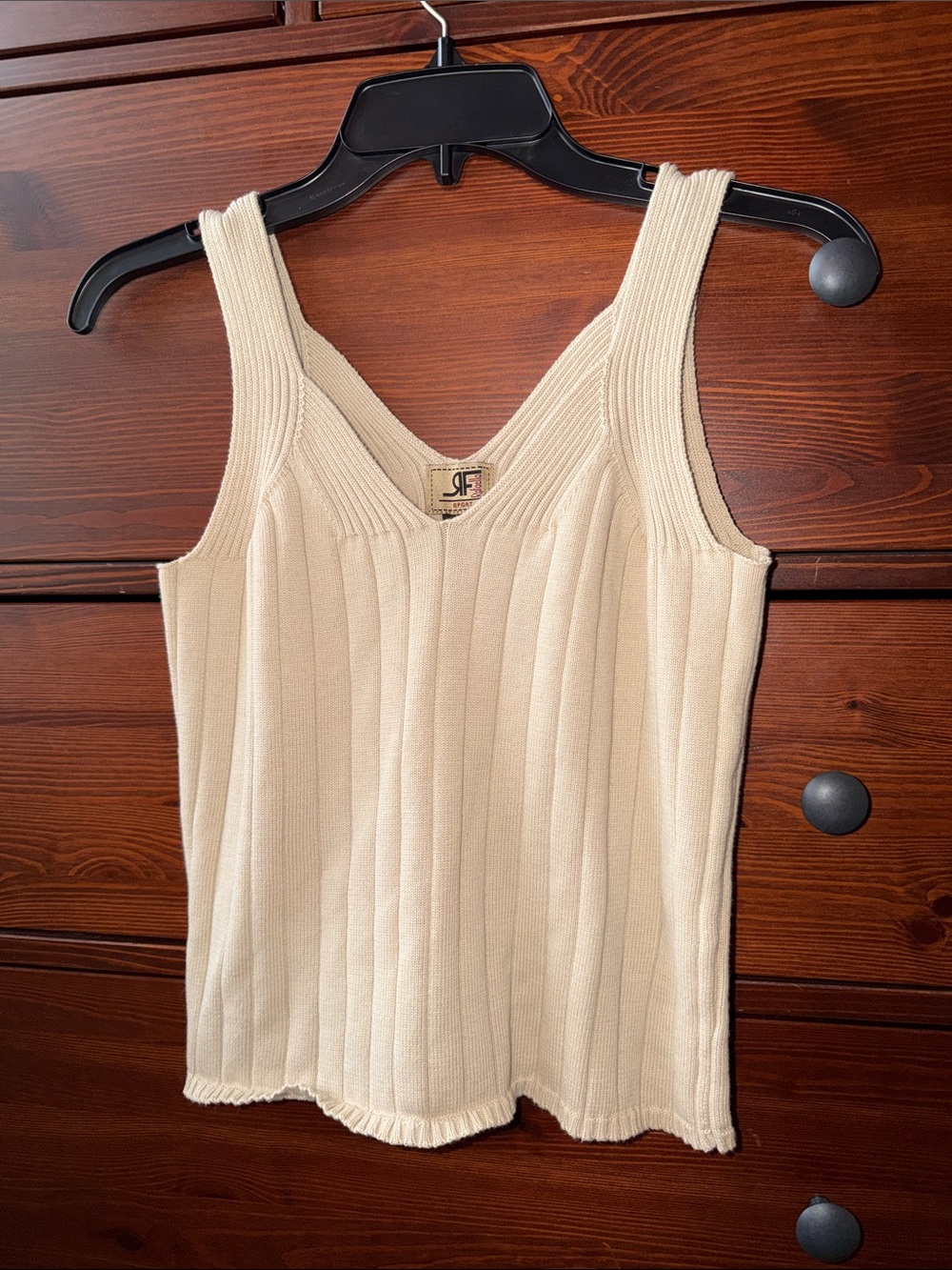Rafaella Sand V-Neck Ribbed Tank